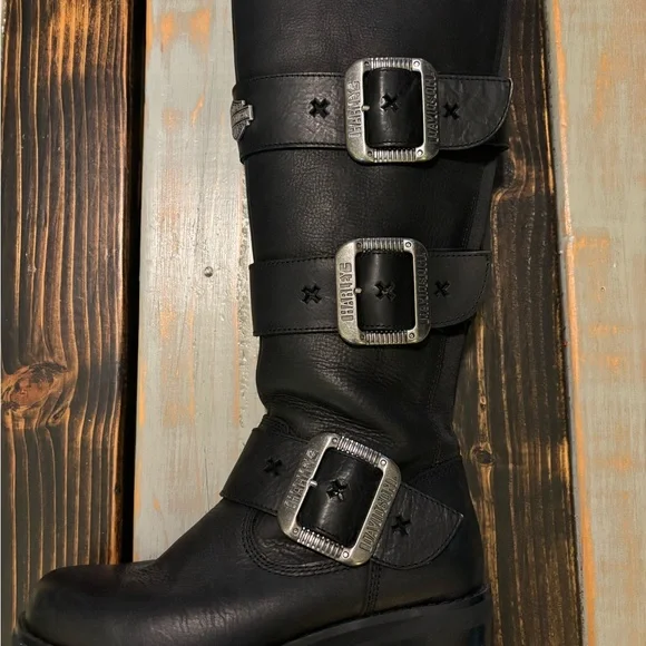 Harley-Davidson Women's Black Leather Boots - Picture 1 of 8